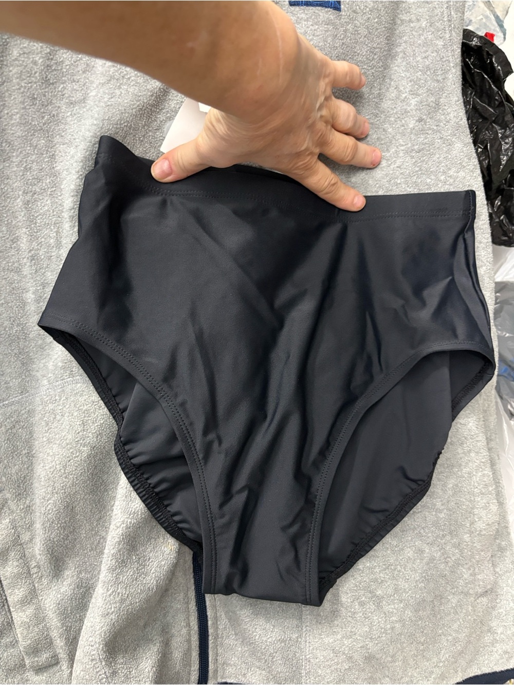 NWT Miracle Brands Hugh-Waist Swim Briefs Black Swim Bikini Bottom Hygenic Liner